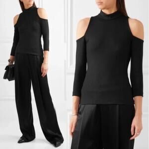 L'AGENCE Sasha Ponte Black Cold Shoulder Top